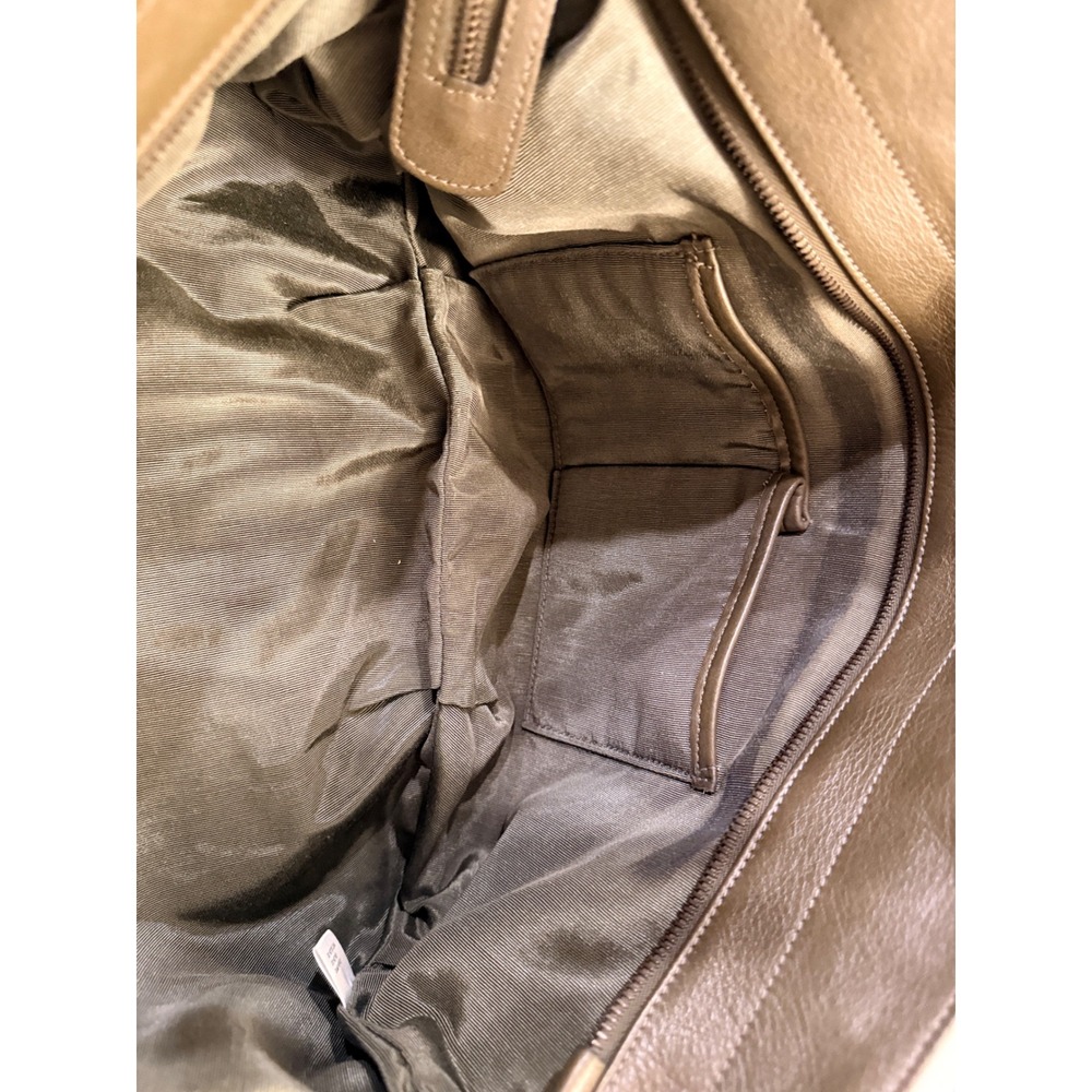 Eileen Fisher Olive Green Leather Tote Bag Hobo Handbag Brass Hardware - Picture 10 of 11